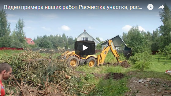 Видео примера наших работ -Расчистка участка, раскорчевка, выравнивание трактором  в Пушкино